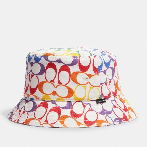 🌈 Coach Rainbow Signature Bucket Hat - Picture 1 of 8